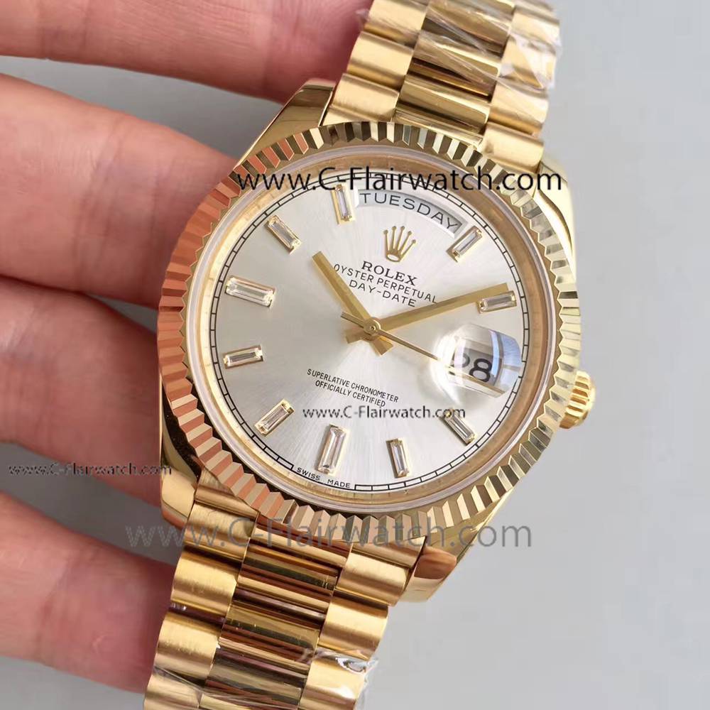 Buy Fake Rolex President Day Date ii Silver Dial Watch 41mm